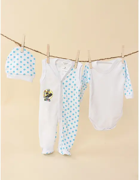 Set baby buline body, salopeta, fes buline albastre