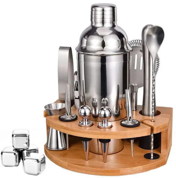 Set barman cu suport Morello - Silver, 16 piese