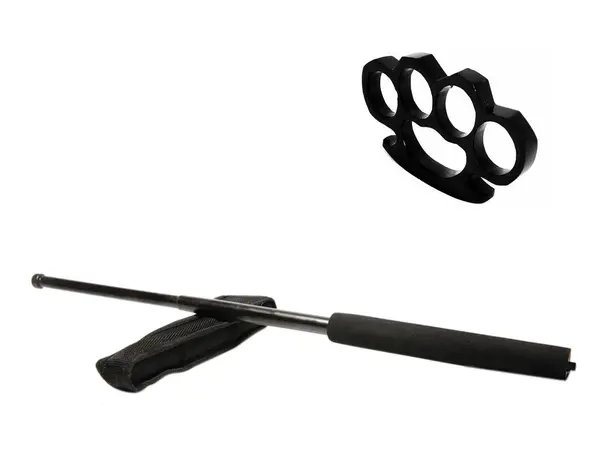 Set baston telescopic negru 50 cm si box negru 0.5 cm grosime