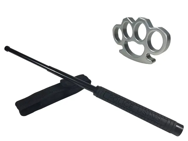 Set baston telescopic Police, 49 cm si box argintiu 1 cm grosime