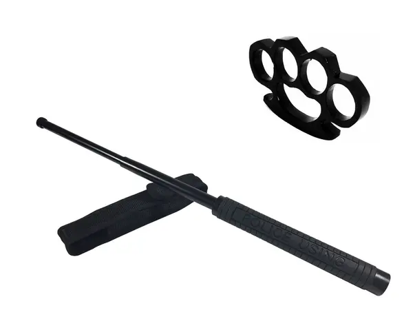 Set baston telescopic Police, 49 cm si box negru 1 cm grosime