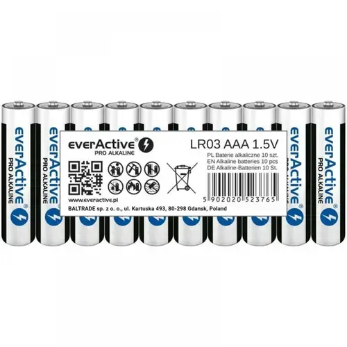 Set Baterii everActive Pro Alkaline AAA , LR03 1.5V 10 Baterii