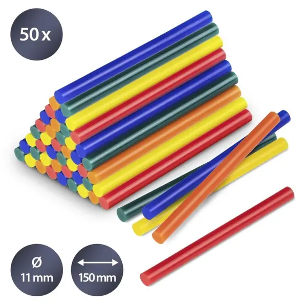 Set batoane colorate de lipici fierbinte Trotec, 50 bucati, Ø 11 mm