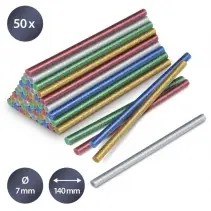 Set batoane cu sclipici de lipici fierbinte Trotec, 50 bucati, Ø 7 mm