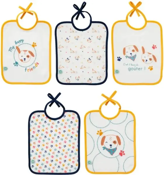 Set bavete Babycalin - Toutou, 5 bucăți, 20 х 25 cm