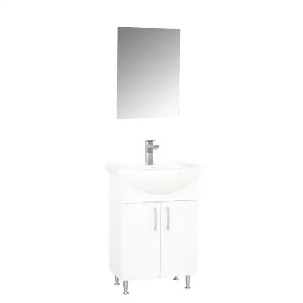 Set Baza cu Lavoar si Oglinda seria 005, eco, 55 cm, alb