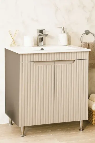 Set Baza front MDF si Lavoar seria 033, montat, 70 cm, crem