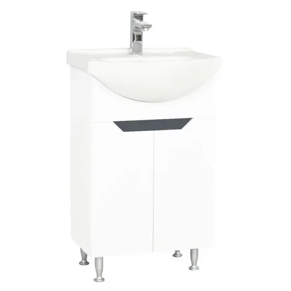 Set Baza front MDF si Lavoar seria 050, 55 cm, alb + antracit