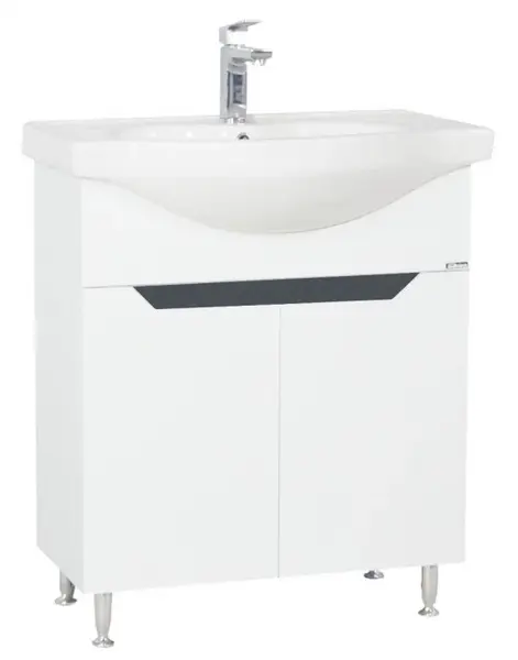 Set Baza front MDF si Lavoar seria 050, montat, 70 cm, alb + antracit