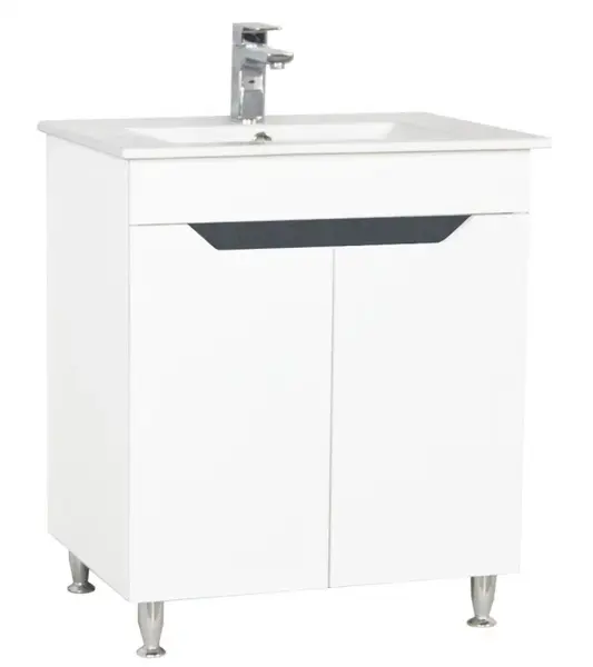 Set Baza front MDF si Lavoar seria 056, 70 cm, alb + antracit