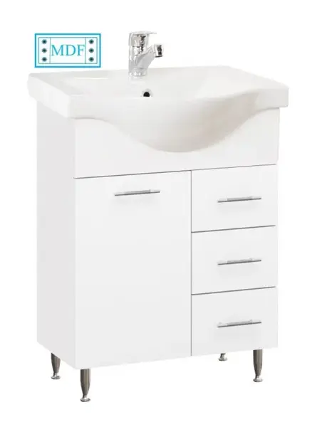 Set Baza front MDF si Lavoar seria 153, cu sertare, 55 cm, alb