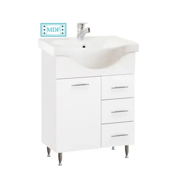 Set Baza front MDF si Lavoar seria 153, cu sertare, 65 cm, alb