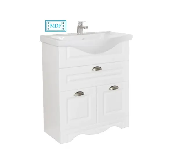 Set Baza front MDF si Lavoar seria 172, 60 cm, alb rustic