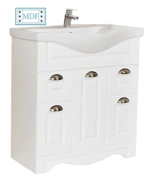 Set Baza front MDF si Lavoar seria 172, cu sertare, 75 cm, alb rustic
