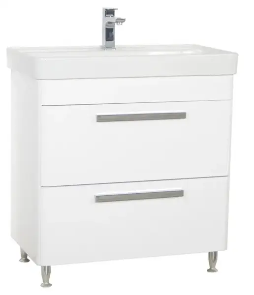 Set Baza front MDF si Lavoar seria 501, cu sertare, 80 cm, alb