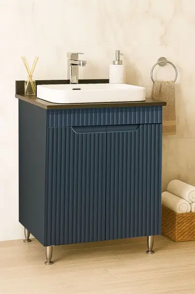Set Baza front MDF si Lavoar seria 633, montat, 60 cm, antracit