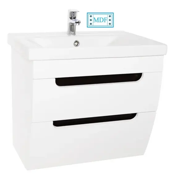 Set Baza front MDF si Lavoar seria 730, suspendata cu sertare, 60 cm, alb rustic
