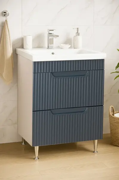 Set Baza front MDF si Lavoar seria 733, cu sertare, 60 cm, antracit