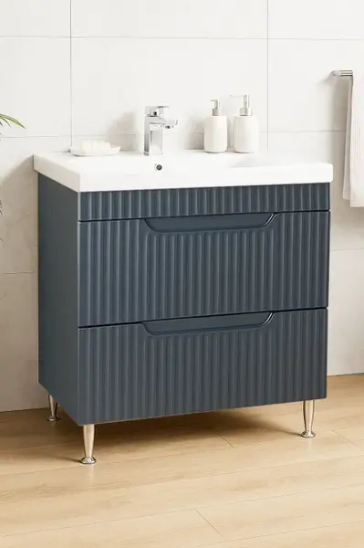 Set Baza front MDF si Lavoar seria 733, cu sertare, 80 cm, antracit