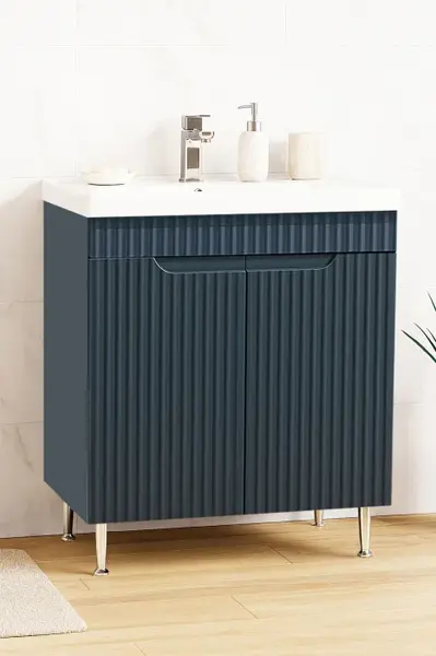 Set Baza front MDF si Lavoar seria 733, montat, 70 cm, antracit