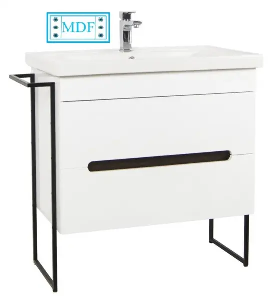 Set Baza front MDF si Lavoar seria 750, cadru metalic, 80 cm, alb