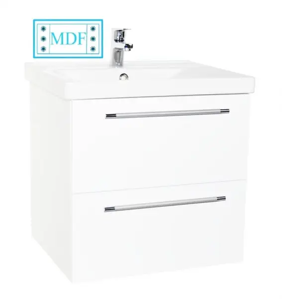 Set Baza front MDF si Lavoar seria 754, suspendata cu sertare, 60 cm, alb