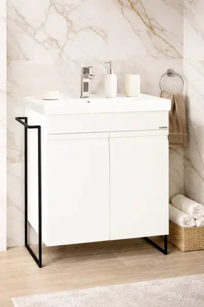 Set Baza front MDF si Lavoar seria 786, cadru metalic, 60 cm, alb