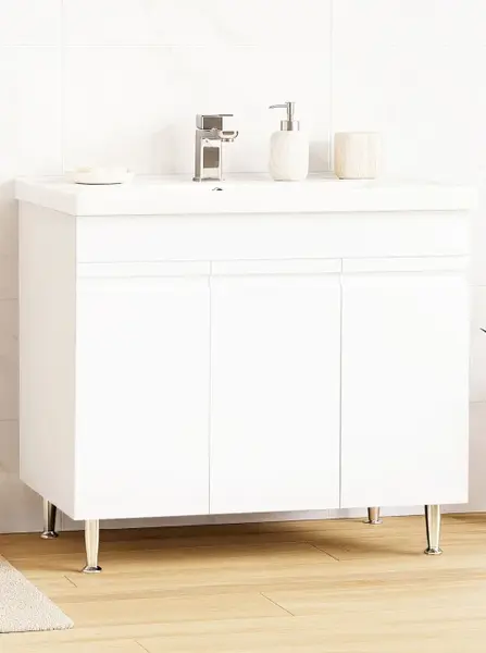 Set Baza front MDF si Lavoar seria 786, montat, 100 cm, alb