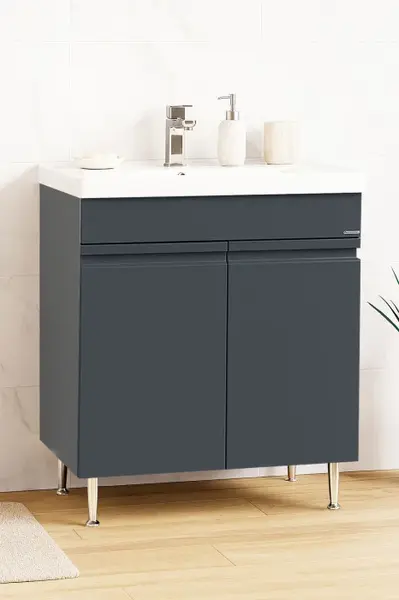 Set Baza front MDF si Lavoar seria 786, montat, 70 cm, antracit
