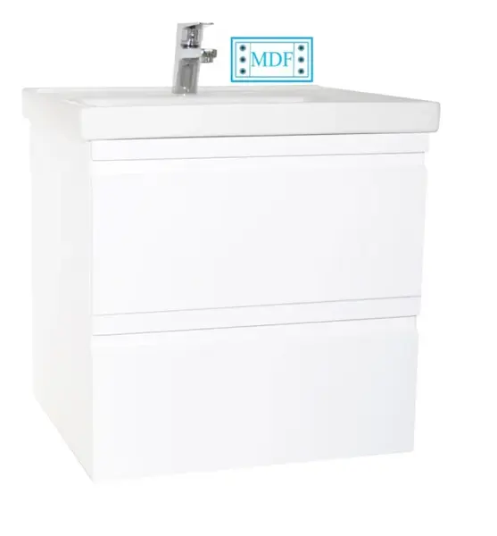 Set Baza front MDF si Lavoar seria 786, suspendata cu sertare, 65 cm, alb