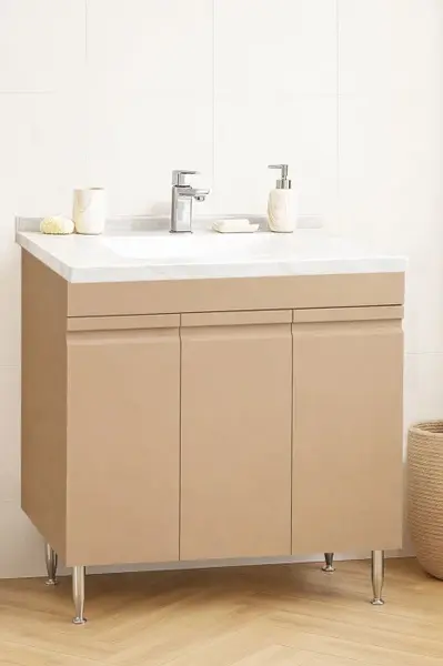 Set Baza front MDF si Lavoar seria 886, montat, 80 cm, cappuccino