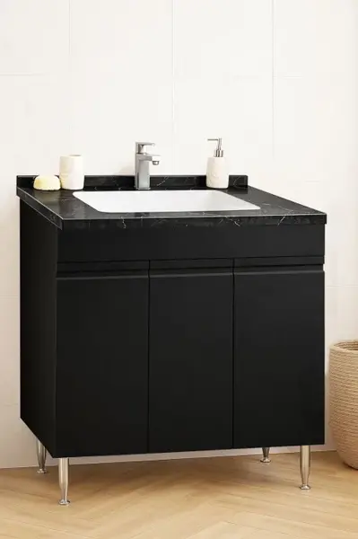 Set Baza front MDF si Lavoar seria 886, montat, 80 cm, negru