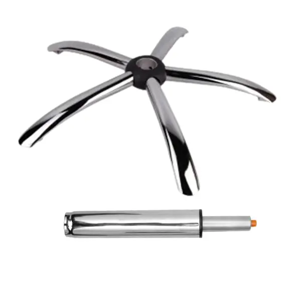 Set baza pentru scaun directorial, 60 cm si cilindru piston, gaz, pentru scaune birou, argintiu, 35 cm