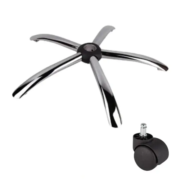 Set baza pentru scaun directorial, 60 cm si rola universala, O11 mm, PVC dur