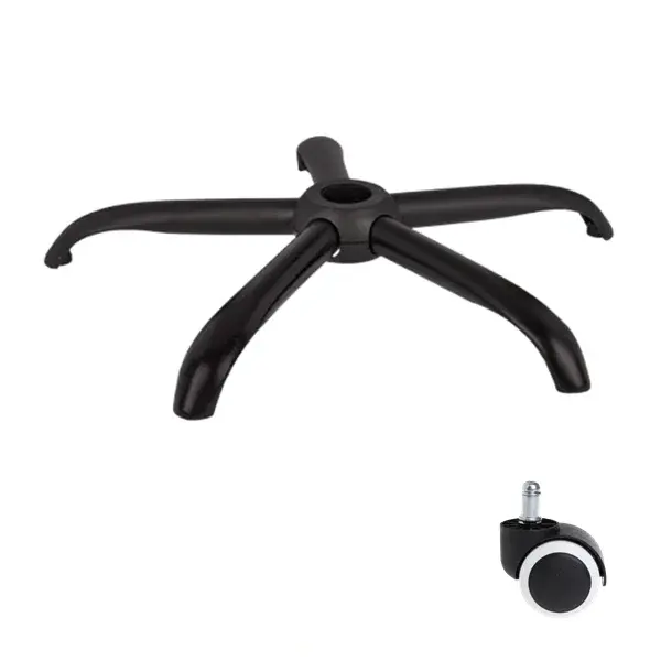 Set baza pentru scaun directorial plastic, 64 cm si rola universala, cauciuc