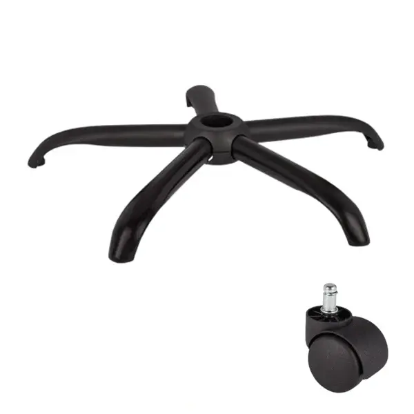 Set baza pentru scaun directorial plastic, 64 cm si rola universala O11 mm, PVC