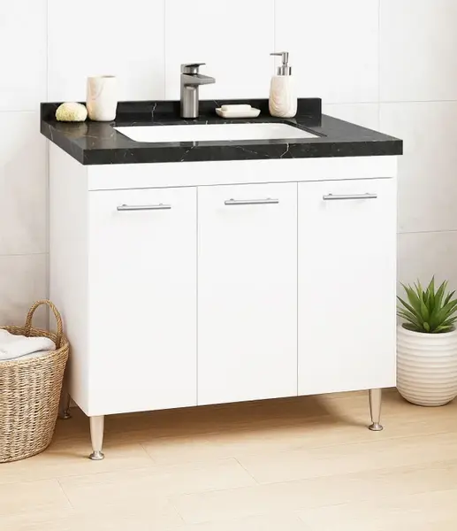 Set Baza si Lavoar seria 867, 80 cm, alb + negru