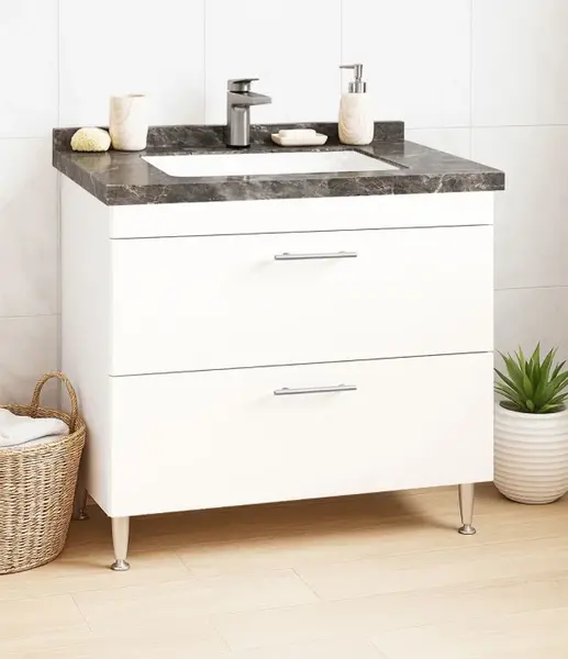 Set Baza si Lavoar seria 867, cu sertare, 80 cm, alb + antracit