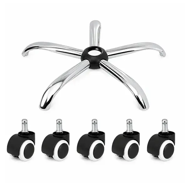 Set baza si roti pentru scaun directorial DEPOX , metal pvc, 60 cm, argintiu negru
