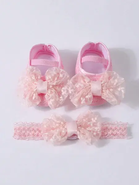 Set bentita si botosei pentru fetite - baby pink