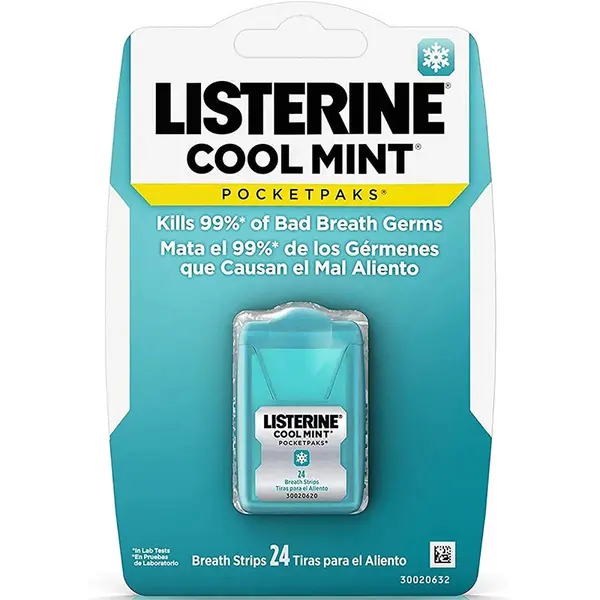 Set Benzi Improspatare Respiratie, Listerine, Pocket Packs, impotriva Halitozei si Respiratiei Urat Mirositoare, Fara Zahar, 24 benzi