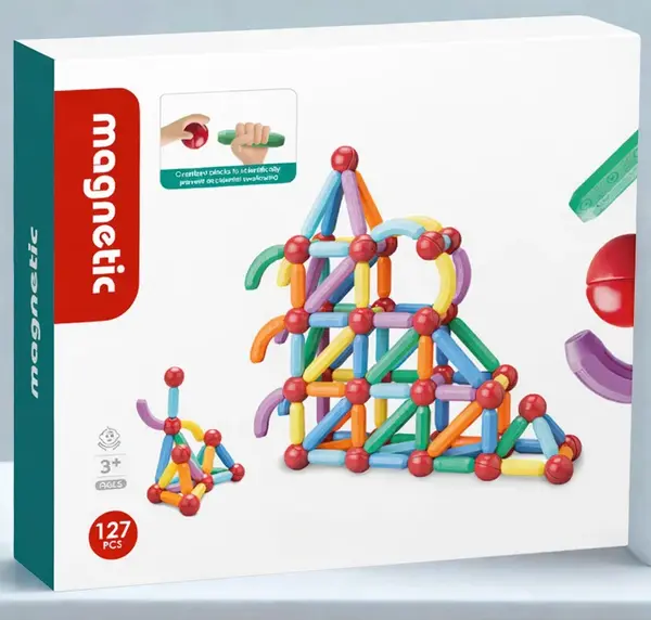 Set betisoare magnetice pentru constructii creative Magnetic Sticks, 127 piese