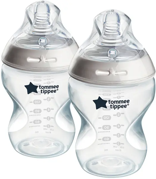 Set biberoane bebelusi Tommee Tippee Easi Vent - 260 ml, cu tetina 1 picatura, Flux lent 2 buc.