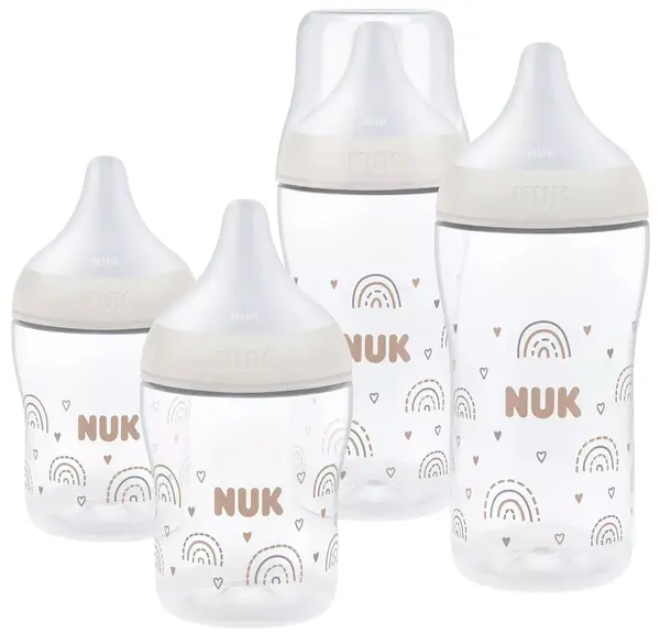 Set biberoane NUK Perfect Match - TC, РР, 0 luni+, 4 piese, curcubeu