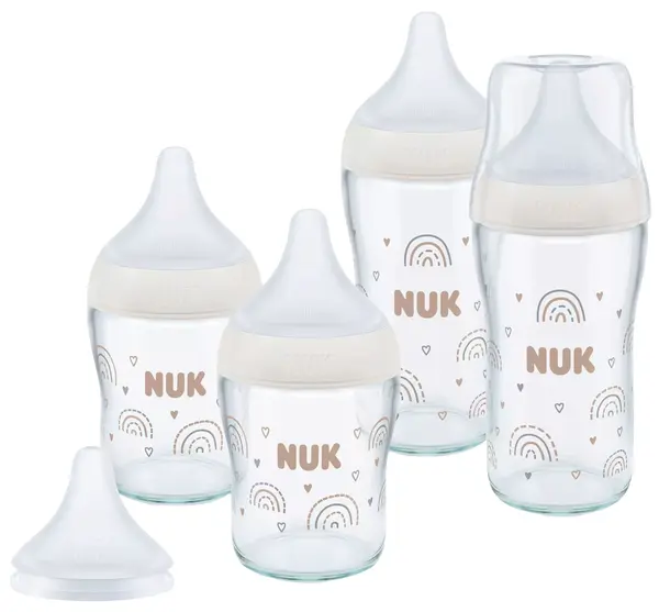Set biberoane NUK Perfect Match - TC, 5 piese, 0+ luni, curcubeu