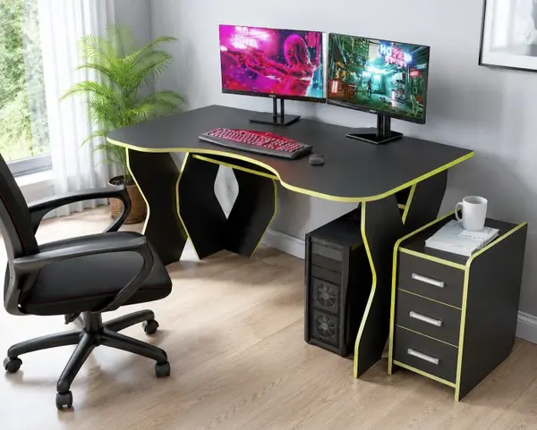 Set Birou PC cu Noptiera KL 9.0 Wenge Galben