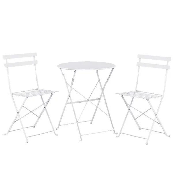 Set Bistro Flair – masă și 2 scaune din oțel vopsit – Alb - Default Title