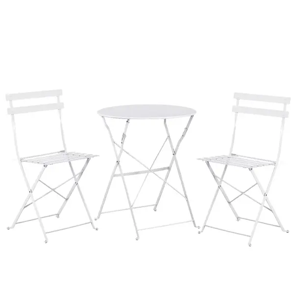 Set Bistro Flair – masă și 2 scaune din oțel vopsit – Alb - Default Title