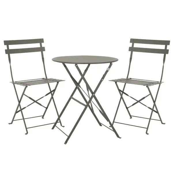 Set Bistro Flair – masă și 2 scaune din oțel vopsit – Bej (Grey Brown) - Default Title