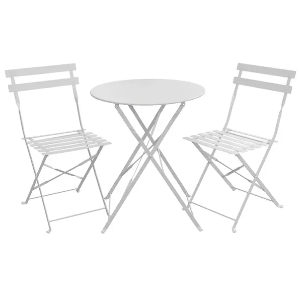 Set Bistro Flair – masă și 2 scaune din oțel vopsit – Gri deschis (Cool Grey) - Default Title